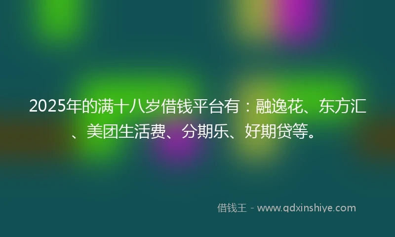 2025年的满十八岁借钱平台有：融逸花、东方汇、美团生活费、分期乐、好期贷等。
