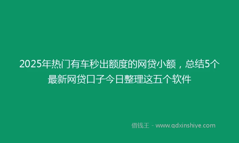 2025年热门有车秒出额度的网贷小额，总结5个最新网贷口子今日整理这五个软件