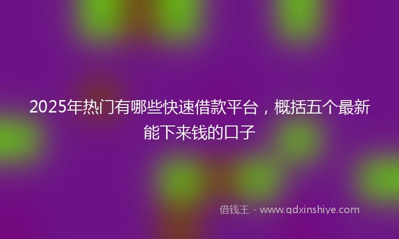 2025年热门有哪些快速借款平台，概括五个最新能下来钱的口子