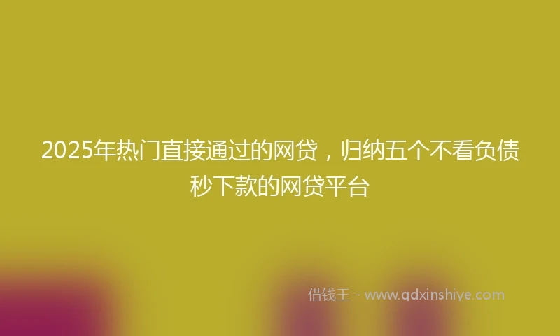 2025年热门直接通过的网贷，归纳五个不看负债秒下款的网贷平台