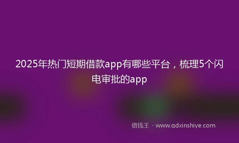 2025年热门短期借款app有哪些平台，梳理5个闪电审批的app