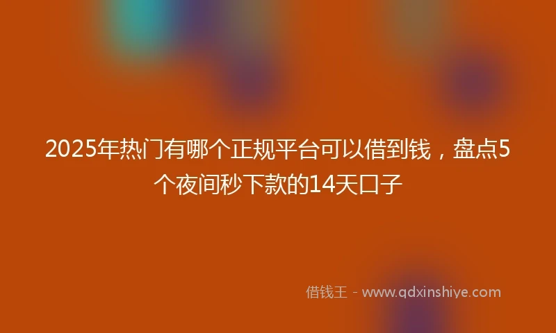 2025年热门有哪个正规平台可以借到钱，盘点5个夜间秒下款的14天口子