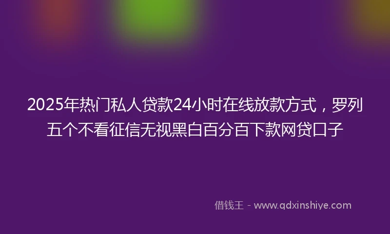 2025年热门私人贷款24小时在线放款方式，罗列五个不看征信无视黑白百分百下款网贷口子