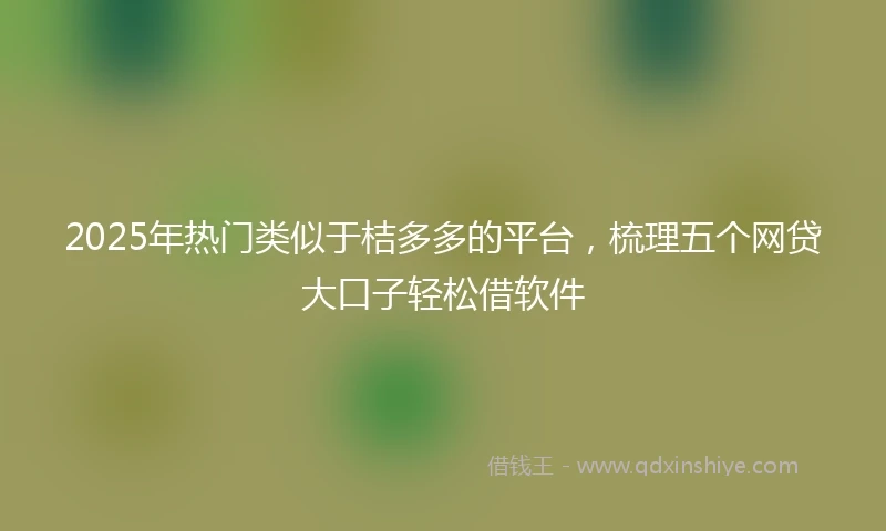 2025年热门类似于桔多多的平台，梳理五个网贷大口子轻松借软件