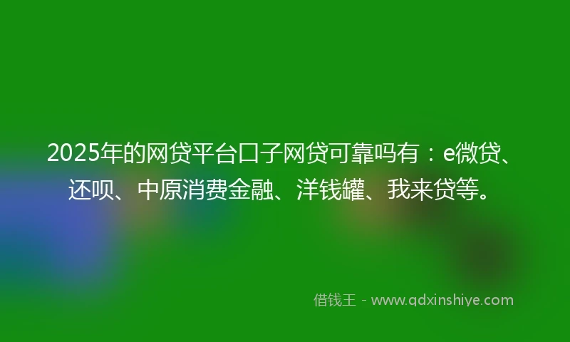 2025年的网贷平台口子网贷可靠吗有：e微贷、还呗、中原消费金融、洋钱罐、我来贷等。