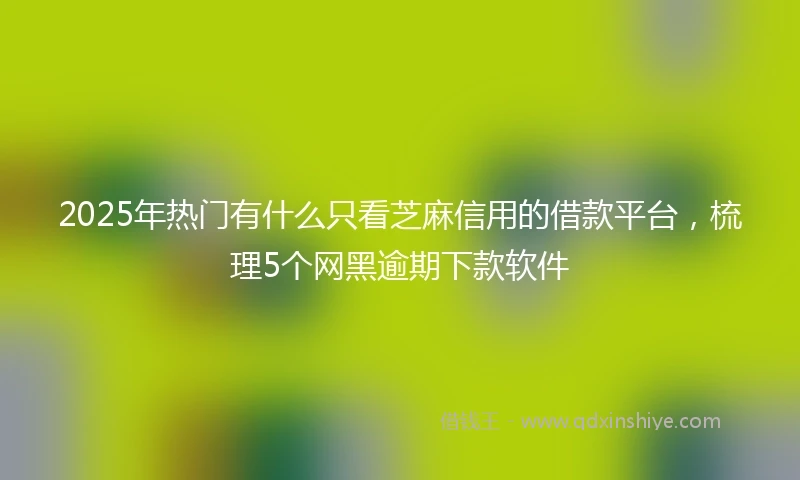 2025年热门有什么只看芝麻信用的借款平台，梳理5个网黑逾期下款软件