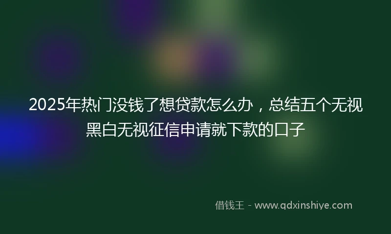 2025年热门没钱了想贷款怎么办，总结五个无视黑白无视征信申请就下款的口子
