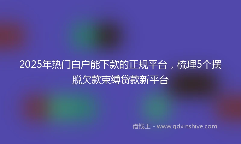 2025年热门白户能下款的正规平台，梳理5个摆脱欠款束缚贷款新平台