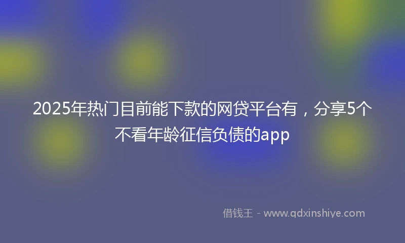2025年热门目前能下款的网贷平台有，分享5个不看年龄征信负债的app