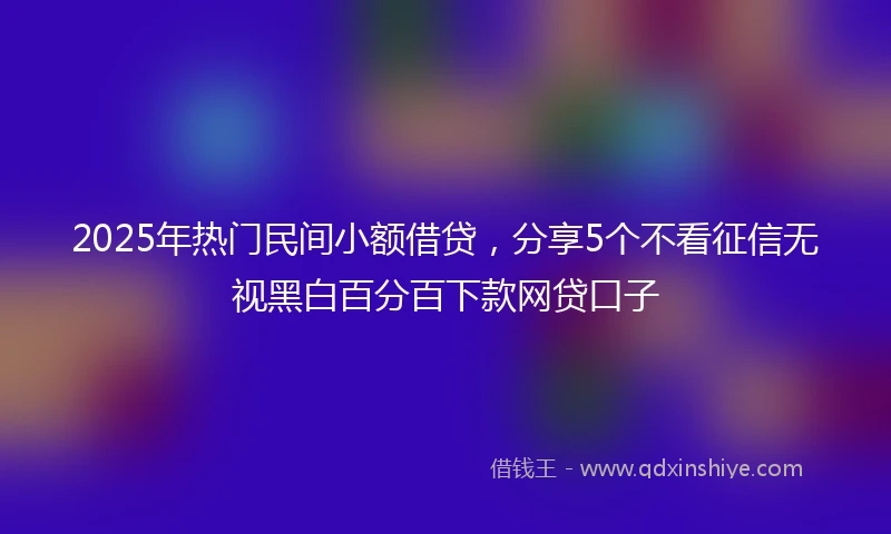 2025年热门民间小额借贷，分享5个不看征信无视黑白百分百下款网贷口子