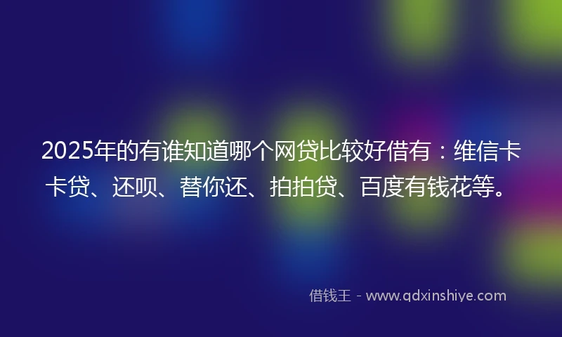2025年的有谁知道哪个网贷比较好借有：维信卡卡贷、还呗、替你还、拍拍贷、百度有钱花等。