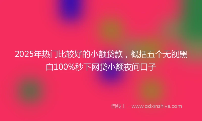2025年热门比较好的小额贷款，概括五个无视黑白100%秒下网贷小额夜间口子