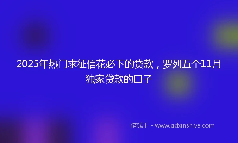 2025年热门求征信花必下的贷款，罗列五个11月独家贷款的口子