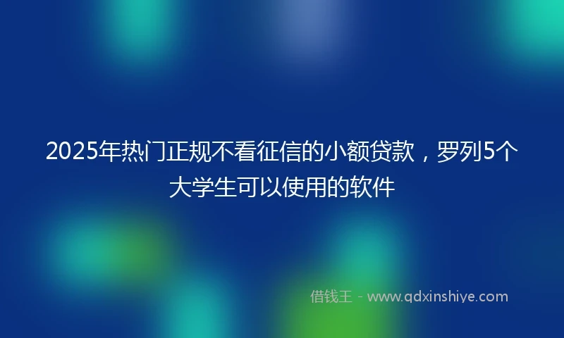 2025年热门正规不看征信的小额贷款，罗列5个大学生可以使用的软件