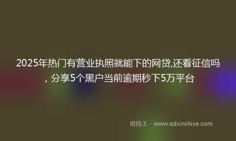 2025年热门有营业执照就能下的网贷,还看征信吗，分享5个黑户当前逾期秒下5万平台
