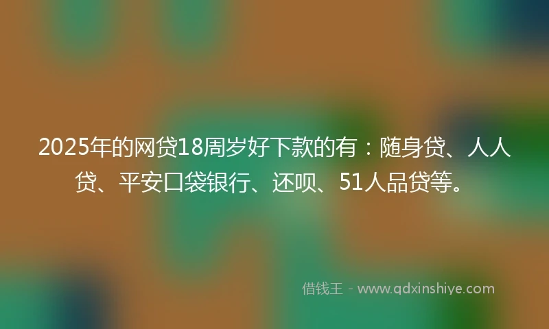 2025年的网贷18周岁好下款的有：随身贷、人人贷、平安口袋银行、还呗、51人品贷等。