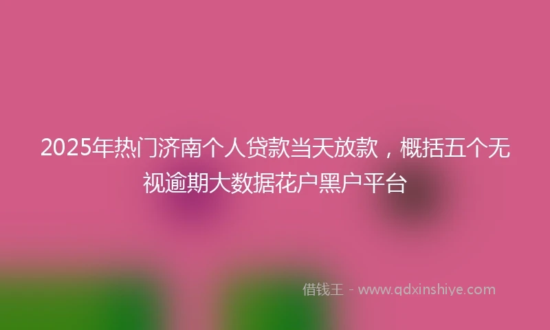 2025年热门济南个人贷款当天放款，概括五个无视逾期大数据花户黑户平台