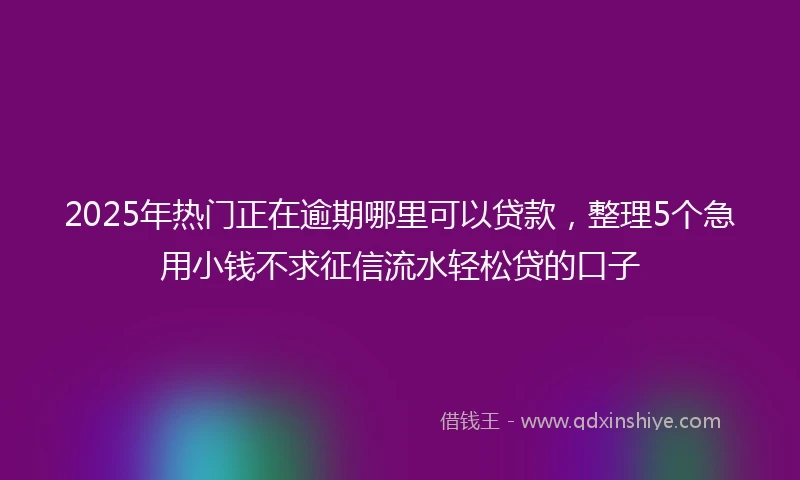 2025年热门正在逾期哪里可以贷款，整理5个急用小钱不求征信流水轻松贷的口子