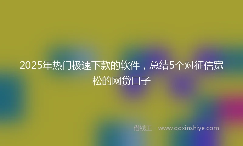 2025年热门极速下款的软件，总结5个对征信宽松的网贷口子