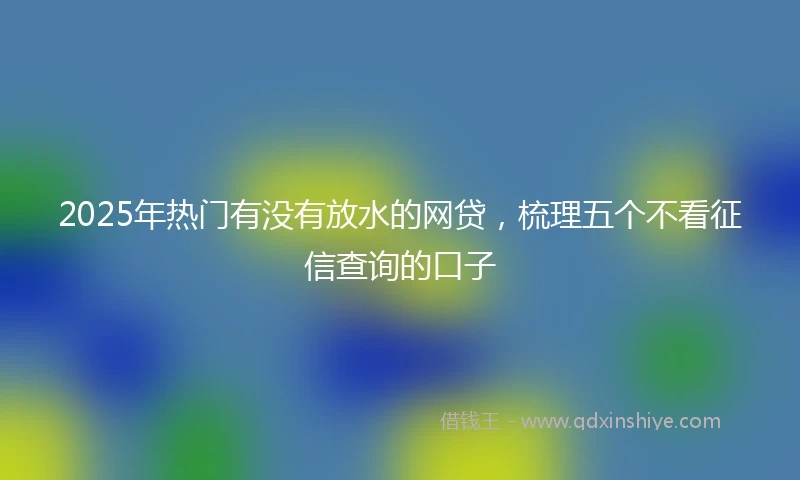 2025年热门有没有放水的网贷，梳理五个不看征信查询的口子