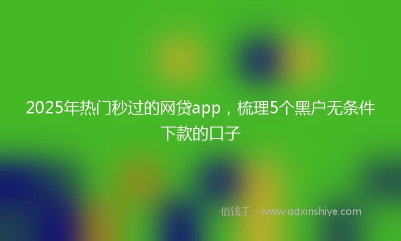 2025年热门秒过的网贷app，梳理5个黑户无条件下款的口子