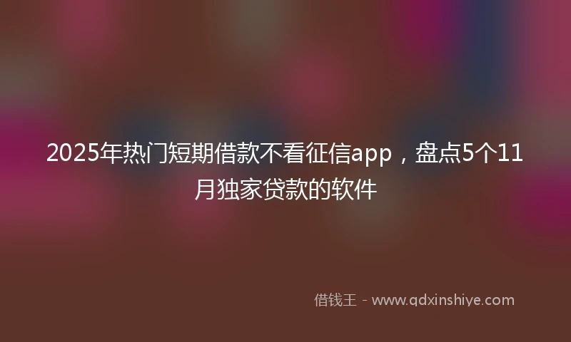 2025年热门短期借款不看征信app，盘点5个11月独家贷款的软件