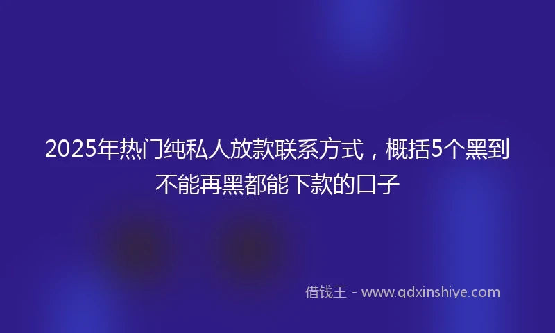 2025年热门纯私人放款联系方式，概括5个黑到不能再黑都能下款的口子