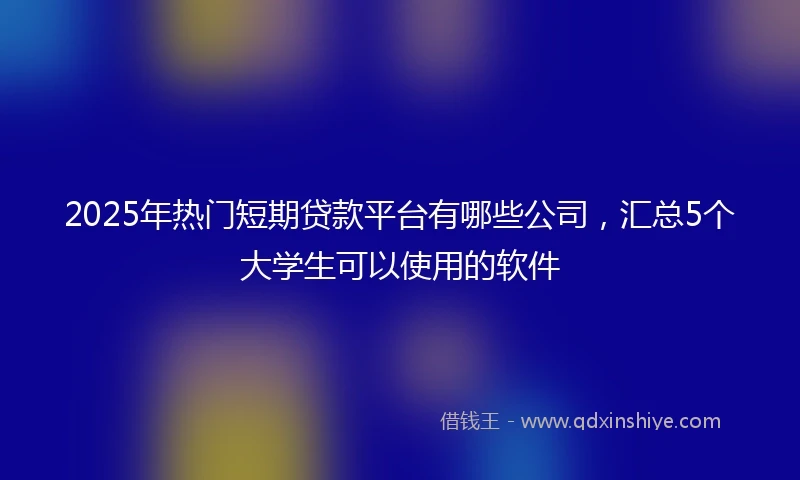 2025年热门短期贷款平台有哪些公司，汇总5个大学生可以使用的软件