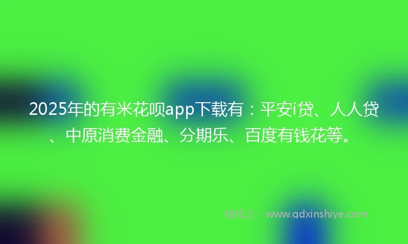 2025年的有米花呗app下载有：平安i贷、人人贷、中原消费金融、分期乐、百度有钱花等。