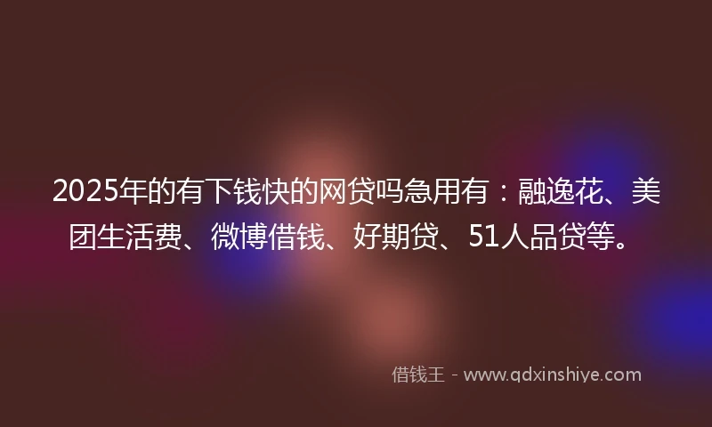 2025年的有下钱快的网贷吗急用有：融逸花、美团生活费、微博借钱、好期贷、51人品贷等。