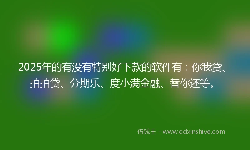 2025年的有没有特别好下款的软件有：你我贷、拍拍贷、分期乐、度小满金融、替你还等。