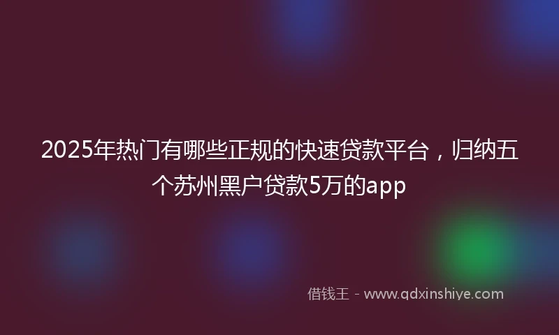 2025年热门有哪些正规的快速贷款平台，归纳五个苏州黑户贷款5万的app