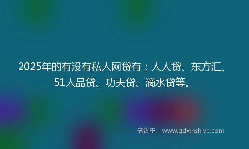 2025年的有没有私人网贷有：人人贷、东方汇、51人品贷、功夫贷、滴水贷等。
