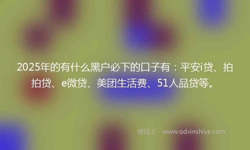 2025年的有什么黑户必下的口子有：平安i贷、拍拍贷、e微贷、美团生活费、51人品贷等。
