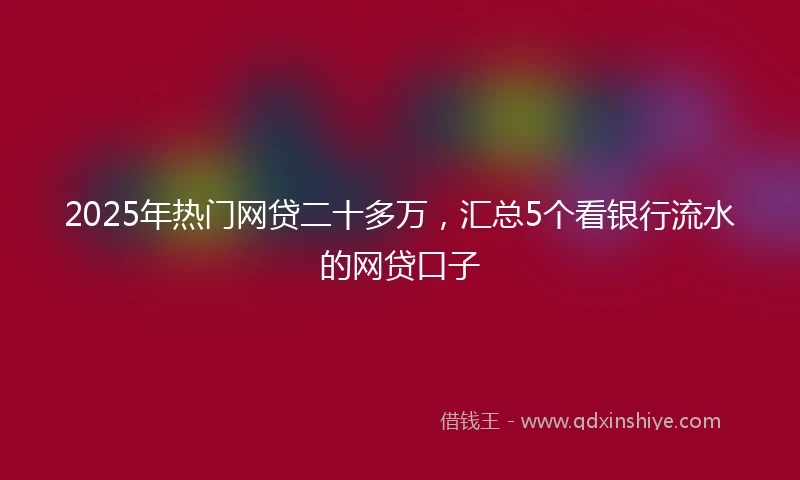 2025年热门网贷二十多万，汇总5个看银行流水的网贷口子