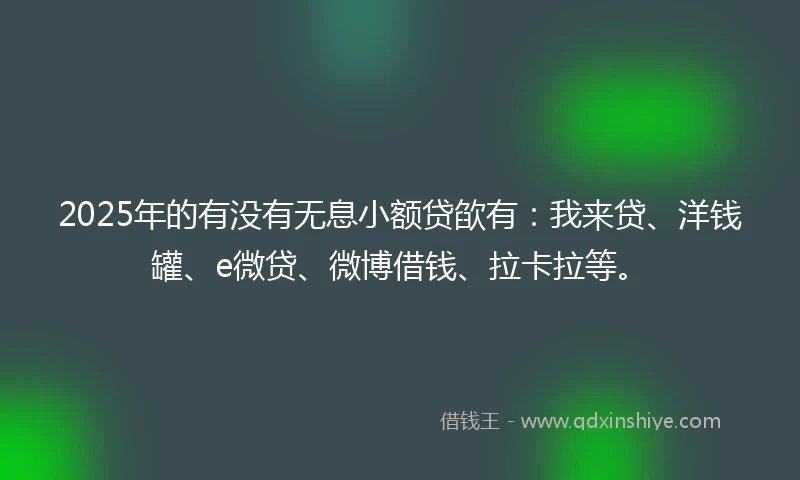 2025年的有没有无息小额贷欿有：我来贷、洋钱罐、e微贷、微博借钱、拉卡拉等。