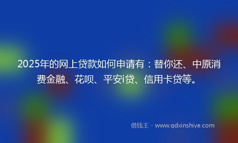 2025年的网上贷款如何申请有:替你还、中原消费金融、花呗、平安i贷、信用卡贷等。