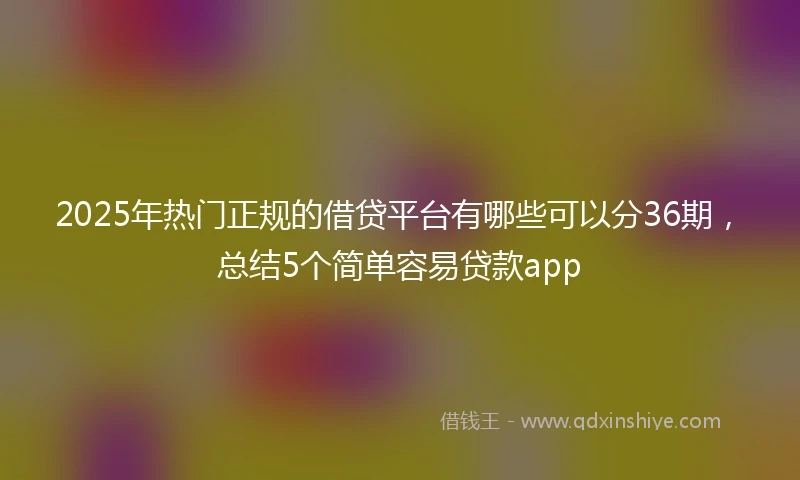 2025年热门正规的借贷平台有哪些可以分36期，总结5个简单容易贷款app