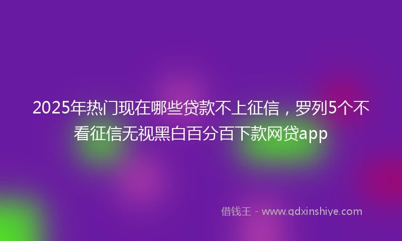 2025年热门现在哪些贷款不上征信，罗列5个不看征信无视黑白百分百下款网贷app