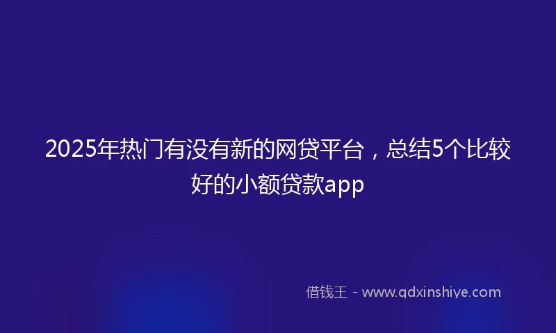 2025年热门有没有新的网贷平台，总结5个比较好的小额贷款app