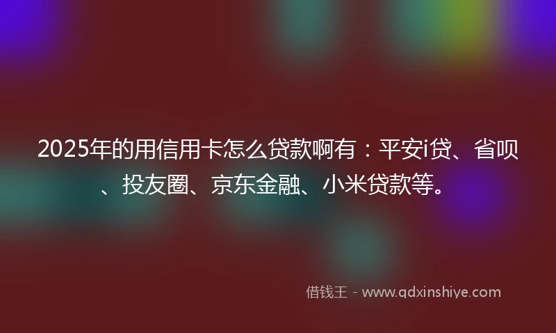 2025年的用信用卡怎么贷款啊有：平安i贷、省呗、投友圈、京东金融、小米贷款等。