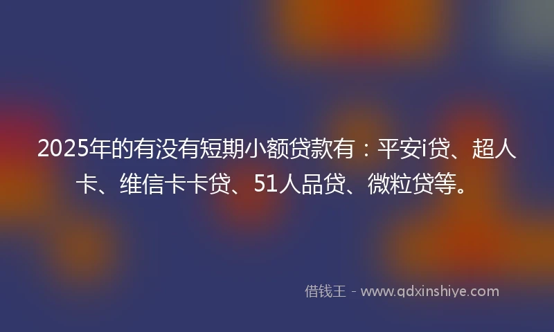 2025年的有没有短期小额贷款有：平安i贷、超人卡、维信卡卡贷、51人品贷、微粒贷等。
