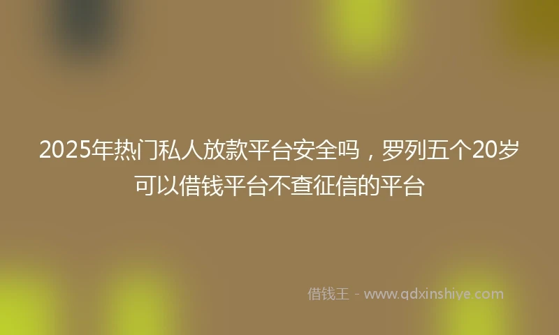 2025年热门私人放款平台安全吗，罗列五个20岁可以借钱平台不查征信的平台