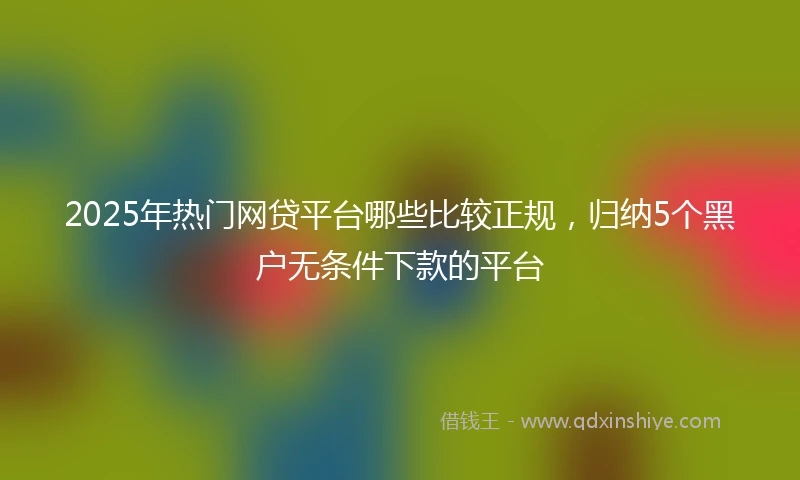 2025年热门网贷平台哪些比较正规，归纳5个黑户无条件下款的平台