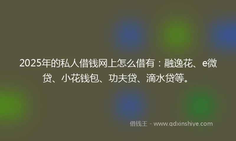 2025年的私人借钱网上怎么借有：融逸花、e微贷、小花钱包、功夫贷、滴水贷等。