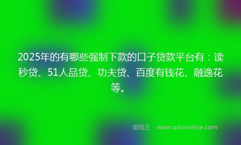 2025年的有哪些强制下款的口子贷款平台有：读秒贷、51人品贷、功夫贷、百度有钱花、融逸花等。