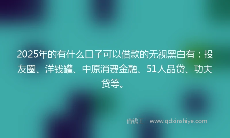 2025年的有什么口子可以借款的无视黑白有：投友圈、洋钱罐、中原消费金融、51人品贷、功夫贷等。