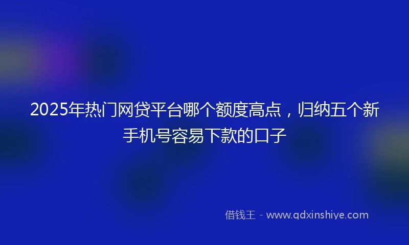 2025年热门网贷平台哪个额度高点，归纳五个新手机号容易下款的口子