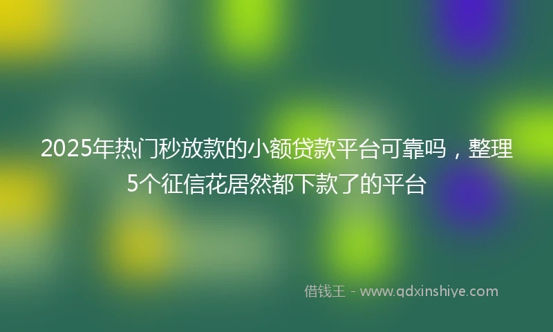2025年热门秒放款的小额贷款平台可靠吗，整理5个征信花居然都下款了的平台