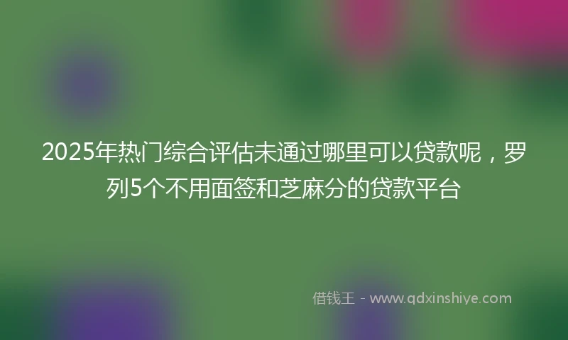2025年热门综合评估未通过哪里可以贷款呢，罗列5个不用面签和芝麻分的贷款平台